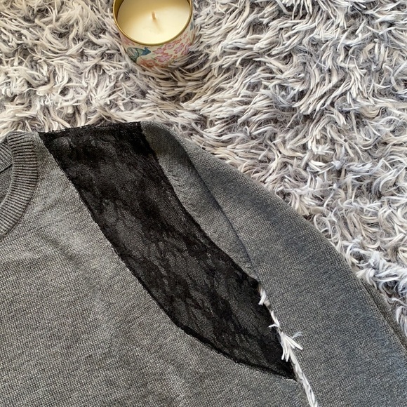 ANNETTE Gray and Black Lace Long Sleeve Sweater Size Large - Picture 3 of 12